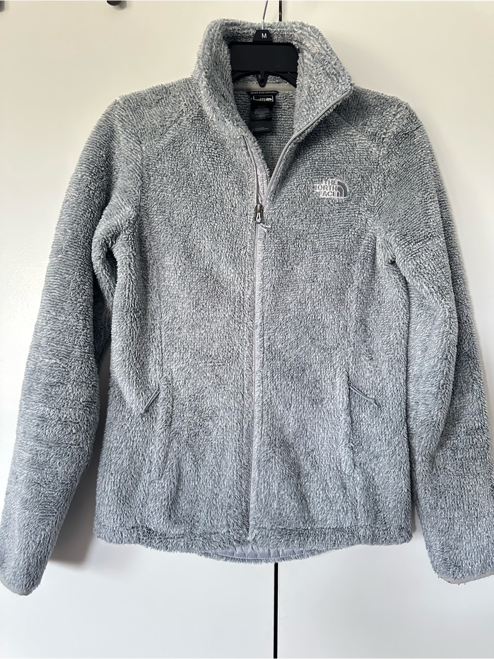 The North Face Women's Light Gray Teddy Fleece Full-Zip Jacket